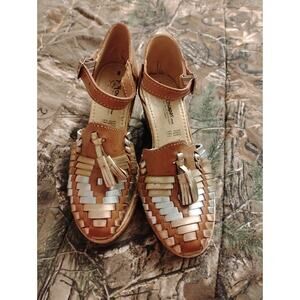 Mexican Womens Boho Platform Sandals Size 6.5 Multicolor